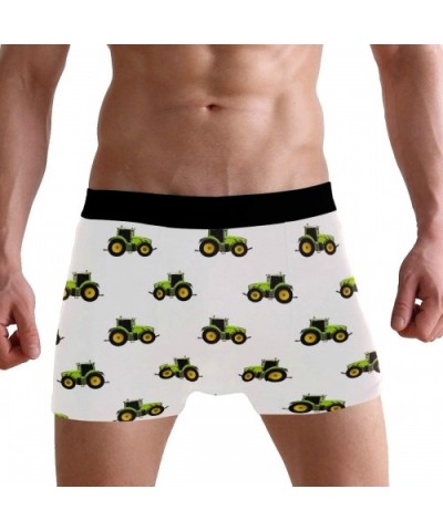 Mens Boxer Briefs Underwear Breathable Pouch Soft Underwear - Green Tractor - CJ18ARKLY3E $25.18 Boxer Briefs