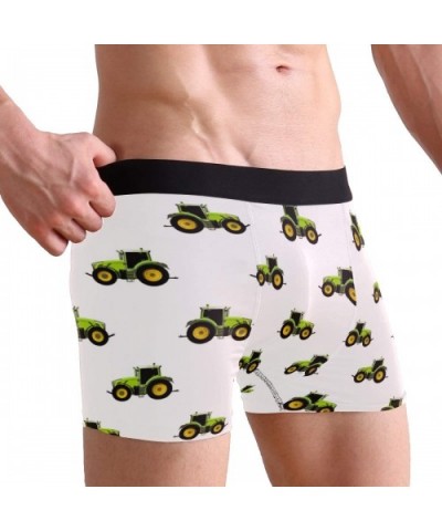 Mens Boxer Briefs Underwear Breathable Pouch Soft Underwear - Green Tractor - CJ18ARKLY3E $25.18 Boxer Briefs