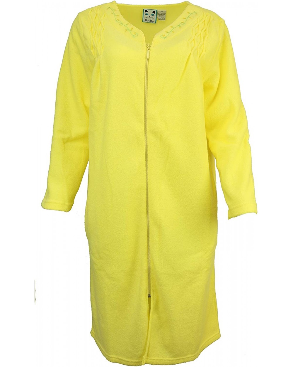 Sutton Women's Terry Zippered Cover-up Robe with Pockets- Long Sleeves - Smocked Yellow - C618TSX4ILX $38.62 Robes