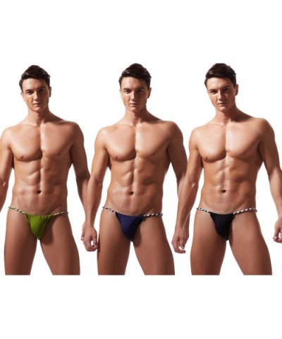 Men's Cotton Briefs Elephant Bulge Pouch Bikini Underwear Brushed Glossy - 4-pack01 - CZ18TTCN6AO $30.44 Briefs