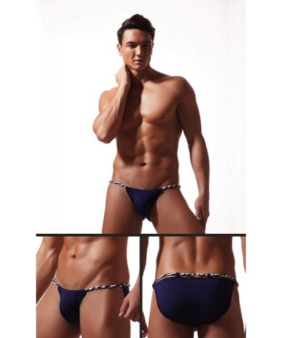 Men's Cotton Briefs Elephant Bulge Pouch Bikini Underwear Brushed Glossy - 4-pack01 - CZ18TTCN6AO $30.44 Briefs