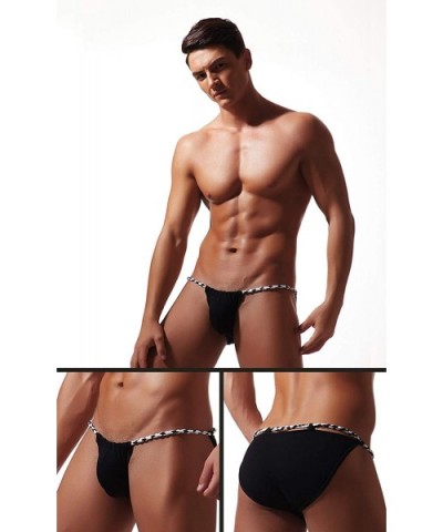 Men's Cotton Briefs Elephant Bulge Pouch Bikini Underwear Brushed Glossy - 4-pack01 - CZ18TTCN6AO $30.44 Briefs