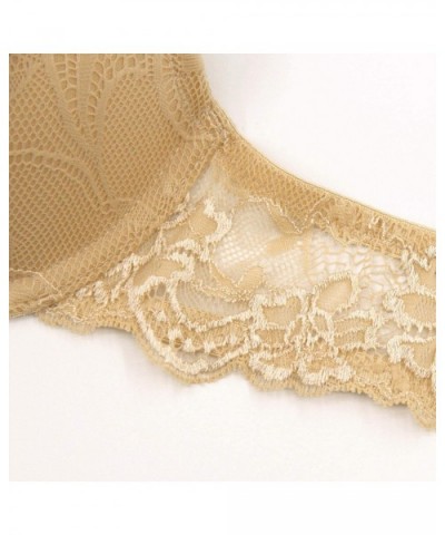 Women's Push Up Lace Bra Comfort Padded Underwire Bra Lift Up Add One Cup - Beige - C318X33CXZO $42.83 Bras