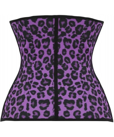 Sport Latex Waist Training Cincher Underbust Corset Body Shaper - Purple Leopard - CM12BP6KMGB $41.43 Shapewear