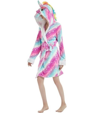 Unisex Adult Bathrobe Hooded Animal Robe Fleece Cosplay Costume Plush Robe - Pink Galaxy - C618ZQ76UC6 $59.10 Robes