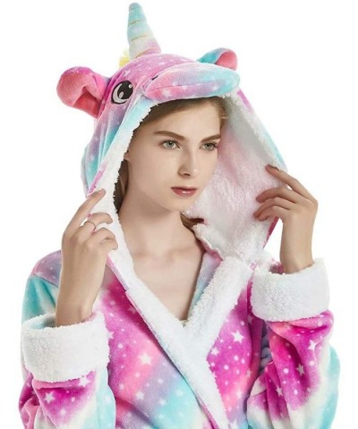 Unisex Adult Bathrobe Hooded Animal Robe Fleece Cosplay Costume Plush Robe - Pink Galaxy - C618ZQ76UC6 $59.10 Robes