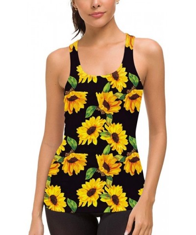 Women's Racerback Tank Tops Casual 3D Printed Graphic Tees Sleeveless Workout Yoga Shirt - Sunflower Yellow - CD199GUOSZD $20...