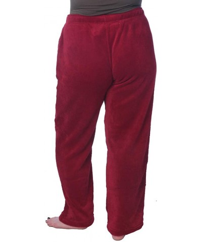 Women's Soft Plush Lounge Pants Coral Fleece Plus Size Long Pajama Pants - Solid Maroon - CL19E2UD6AW $21.89 Bottoms