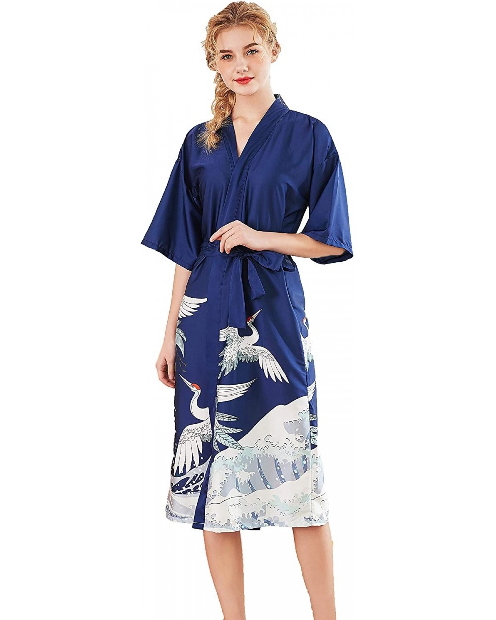 Women Long Cotton Floral Fashion Sexy Bride Robe - Navybaihe - C618SHY76UR $45.15 Robes