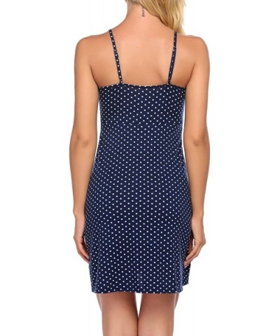 Sleepwear Womens Chemise Nightgown Full Slips Lace Sling Dress Sexy Lingerie S-XXL - Navy Polka Dot - C8199DW5R8U $28.00 Baby...