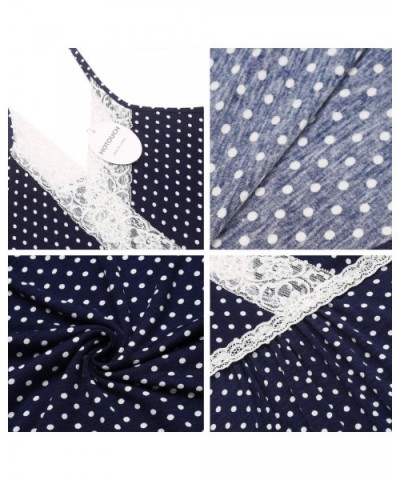 Sleepwear Womens Chemise Nightgown Full Slips Lace Sling Dress Sexy Lingerie S-XXL - Navy Polka Dot - C8199DW5R8U $28.00 Baby...