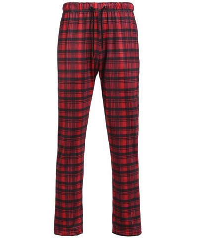 Pajamas Pants Men's Cotton Pajamas Under Pants Only Room Wear Room Wear Sleeping Check Plaid Loose Men - Red - C818Y8XNNZU $2...