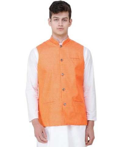 Waistcoat with Diamond Weave and Front Pockets - Mandarin Orange - C0194XLWU6L $73.83 Sleep Sets