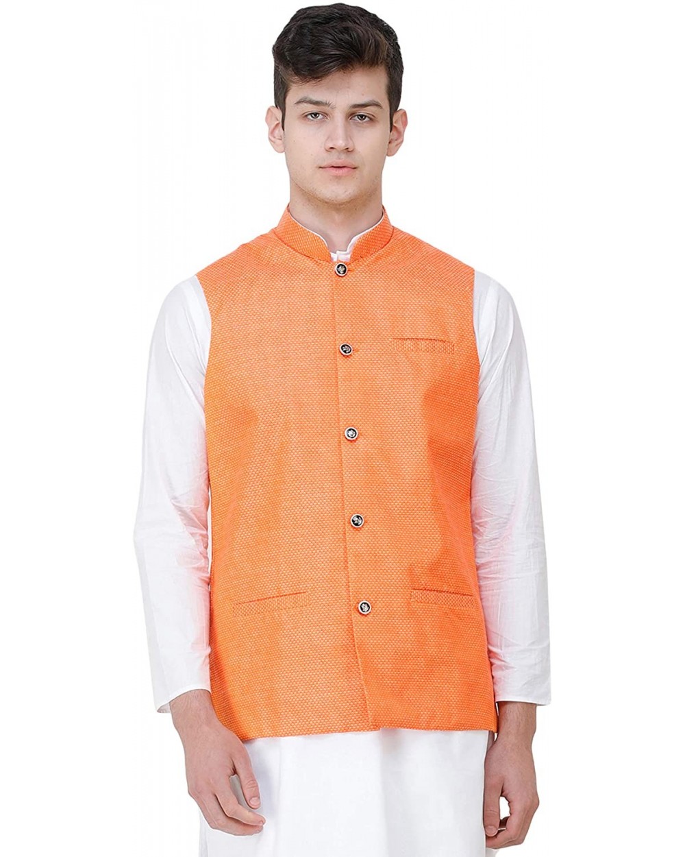 Waistcoat with Diamond Weave and Front Pockets - Mandarin Orange - C0194XLWU6L $73.83 Sleep Sets