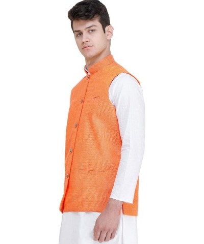 Waistcoat with Diamond Weave and Front Pockets - Mandarin Orange - C0194XLWU6L $73.83 Sleep Sets