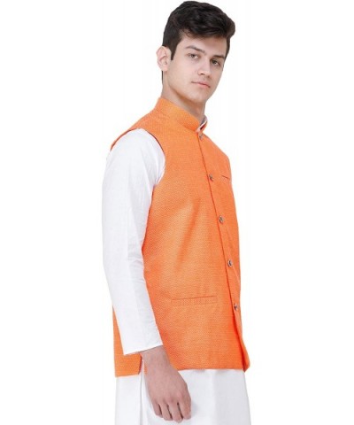 Waistcoat with Diamond Weave and Front Pockets - Mandarin Orange - C0194XLWU6L $73.83 Sleep Sets