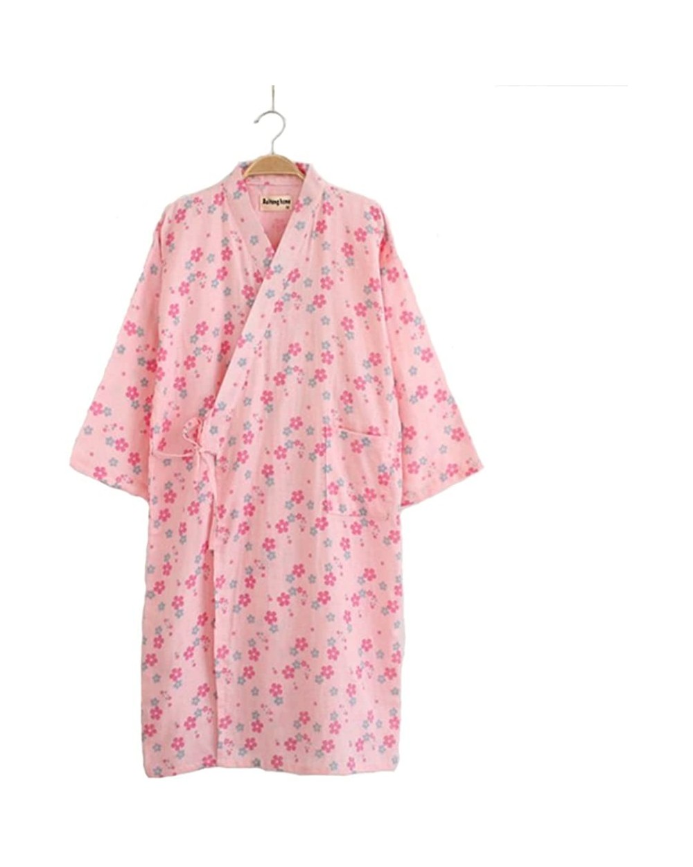 Women's Cotton Kimono Long Sleeve Daisy Printed Bathrobe Sleepwear - Pink Flowers - CH185N8LUX7 $55.02 Robes