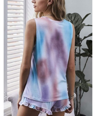 Women's Two Piece Tie Dye Pajama Sets Sleepwear Lounge Tank Top and Shorts - Colorful - CP190OHHCIX $40.25 Sets