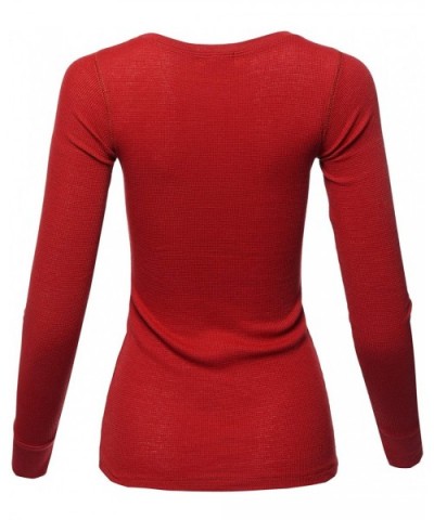 Women's Casual Solid Basic Crew Neck Long Sleeves Thermal Top - Aawtel0016 Scarlet Red - CS18Y38RK4K $15.58 Thermal Underwear