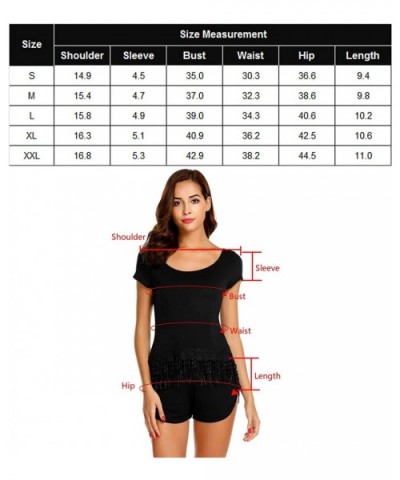 Women Short Pajama Set Short Sleeve Sleepwear Nightwear Set Short PJS - Short Sleeve-black - C6188GTS6MK $16.86 Sets