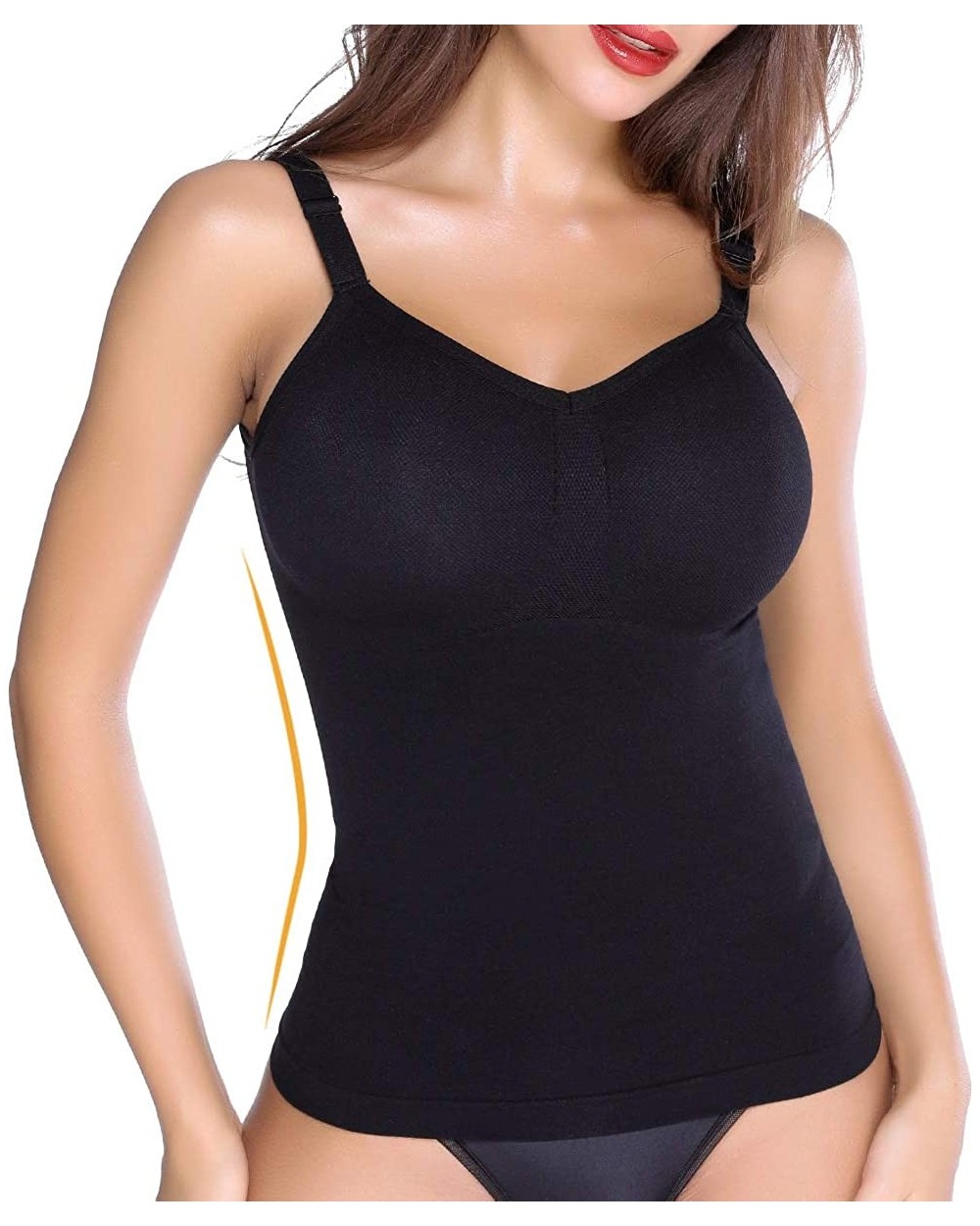 Shapewear Camisole Tummy Control Vest Body Shaper Seamless Tank Top Compression Garment for Women Black Beige - Black - CY192...