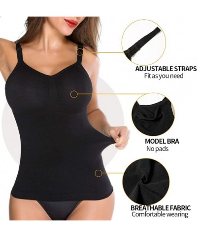 Shapewear Camisole Tummy Control Vest Body Shaper Seamless Tank Top Compression Garment for Women Black Beige - Black - CY192...