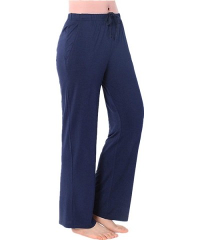 Womens Pajama Pants Casual Lounge Pants Soft Sleep PJ Bottoms with Pockets - Navy - CT18TWND8UU $20.45 Bottoms