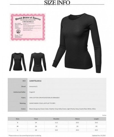 Women's Casual Solid Basic Crew Neck Long Sleeves Thermal Top - Aawtel0016 Scarlet Red - CS18Y38RK4K $15.58 Thermal Underwear