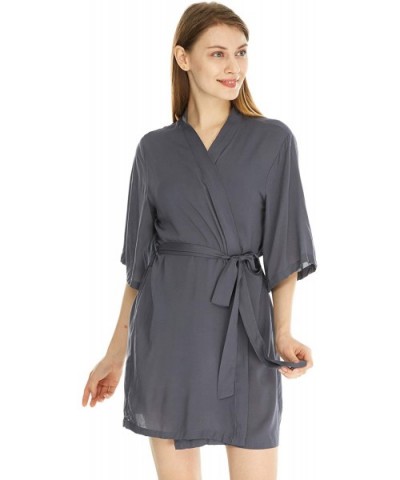 Women's Cotton Lightweight Robes Kimono Robe Knee Length Bathrobe Soft Sleepwear Standard Size in Dark Grey - CR1949LM4YO $15...