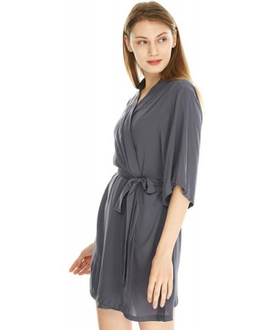 Women's Cotton Lightweight Robes Kimono Robe Knee Length Bathrobe Soft Sleepwear Standard Size in Dark Grey - CR1949LM4YO $15...