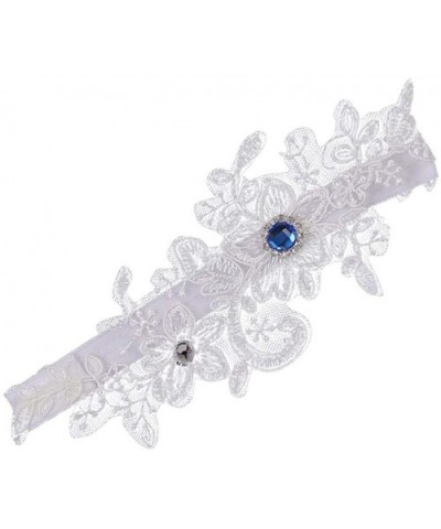 Lace Garter Wedding Floral Rhinestone for Bride Ornaments White - CM18XSIGAX3 $13.59 Garters & Garter Belts