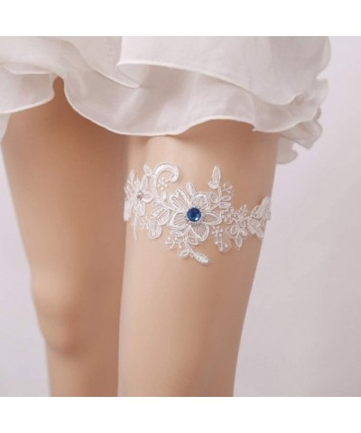 Lace Garter Wedding Floral Rhinestone for Bride Ornaments White - CM18XSIGAX3 $13.59 Garters & Garter Belts