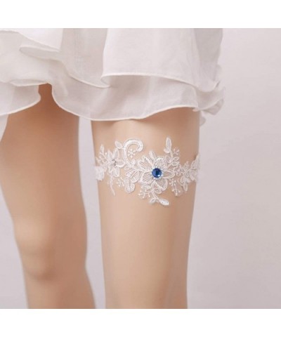 Lace Garter Wedding Floral Rhinestone for Bride Ornaments White - CM18XSIGAX3 $13.59 Garters & Garter Belts