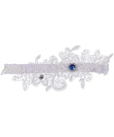 Lace Garter Wedding Floral Rhinestone for Bride Ornaments White - CM18XSIGAX3 $13.59 Garters & Garter Belts