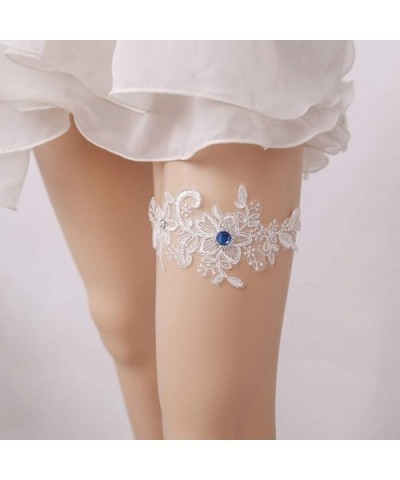 Lace Garter Wedding Floral Rhinestone for Bride Ornaments White - CM18XSIGAX3 $13.59 Garters & Garter Belts