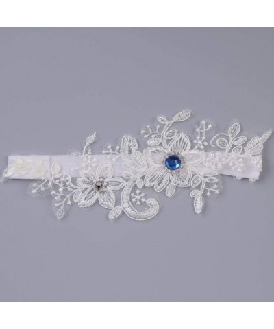 Lace Garter Wedding Floral Rhinestone for Bride Ornaments White - CM18XSIGAX3 $13.59 Garters & Garter Belts