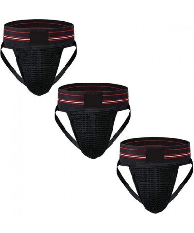 Striped Belt Men's Sexy Double Ding Sexy Open Buttocks Sports Panties - 3p-black - CE194623IHC $46.90 G-Strings & Thongs