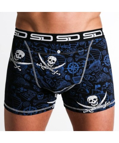 Men's Stash Boxer Brief Shorts - Pickpocket Proof Travel Secret Pocket Underwear - Pirate - C31882SNYY6 $36.40 Boxer Briefs