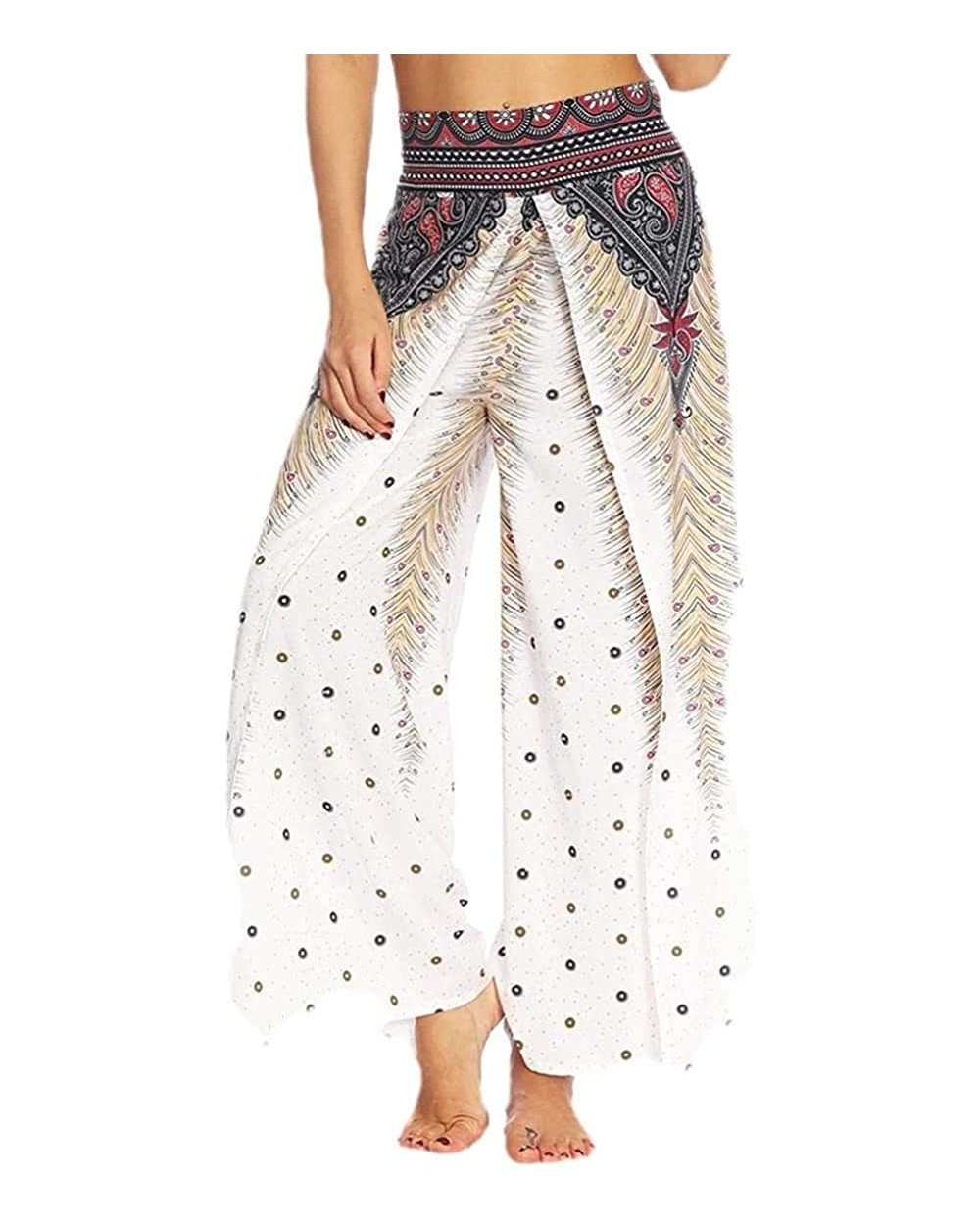 Women Wide Leg Sleep Pant Split Loose Fashion Bohemian Palazzo Yoga - 1 - C719DWWQQIK $41.08 Bottoms