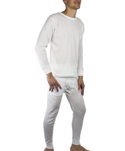 Men's Thermal Underwear Set Warm & Comfy Top and Bottom - Black or White- Small to 2XL - White - C0188NESQU0 $18.34 Thermal U...