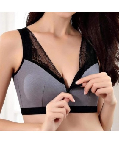 Women Adjustable Zero-Pressure Support Bra Front Zipper Support Breast Best Bra - Black - C618YEH725U $35.14 Bras