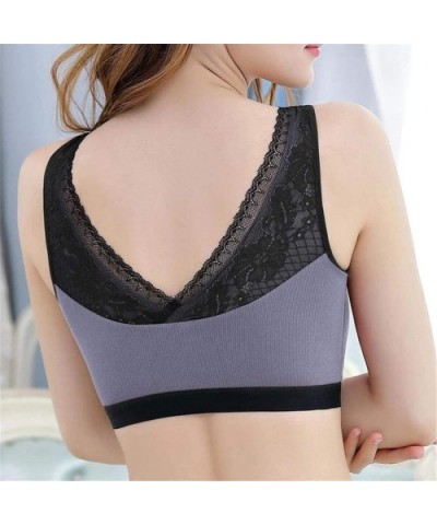 Women Adjustable Zero-Pressure Support Bra Front Zipper Support Breast Best Bra - Black - C618YEH725U $35.14 Bras