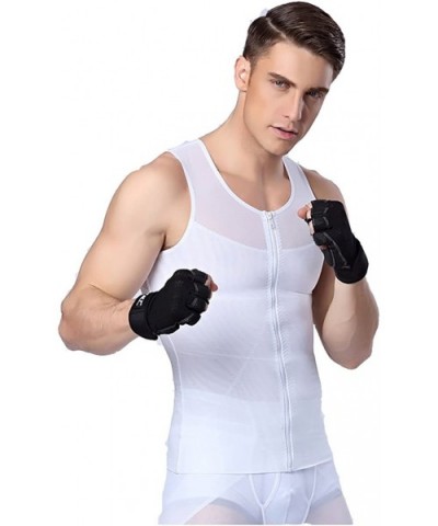 Men's Slimming Body Shaper Tank Top Front Zipper Corset Vest - White - C712CW3Z117 $27.77 Shapewear