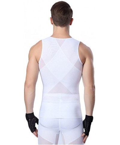 Men's Slimming Body Shaper Tank Top Front Zipper Corset Vest - White - C712CW3Z117 $27.77 Shapewear