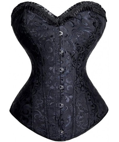 Women's Spiral Steel Boned Waist Training Overbust Corset Bustier - Black - CE182805EH5 $26.27 Bustiers & Corsets