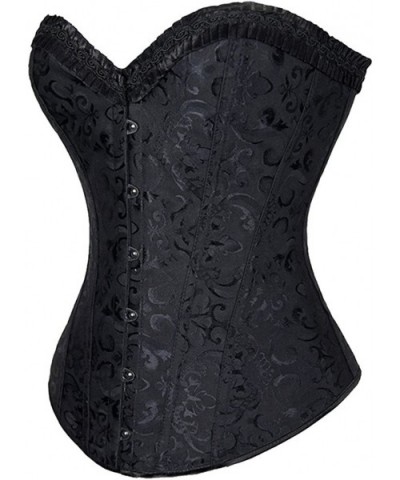 Women's Spiral Steel Boned Waist Training Overbust Corset Bustier - Black - CE182805EH5 $26.27 Bustiers & Corsets