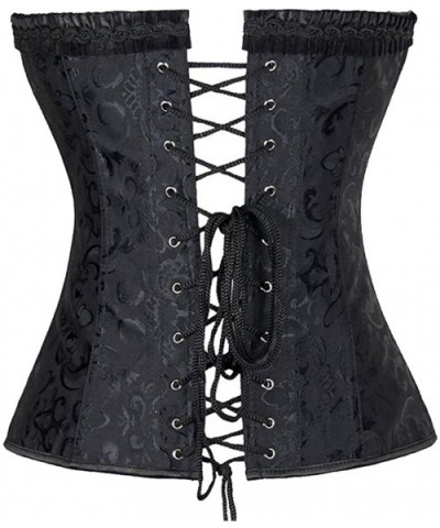 Women's Spiral Steel Boned Waist Training Overbust Corset Bustier - Black - CE182805EH5 $26.27 Bustiers & Corsets