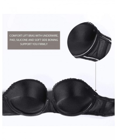 Women's Strapless Push Up Bra Padded Underwire Multiway Bra - Black - CA182SM4ADA $31.80 Bras