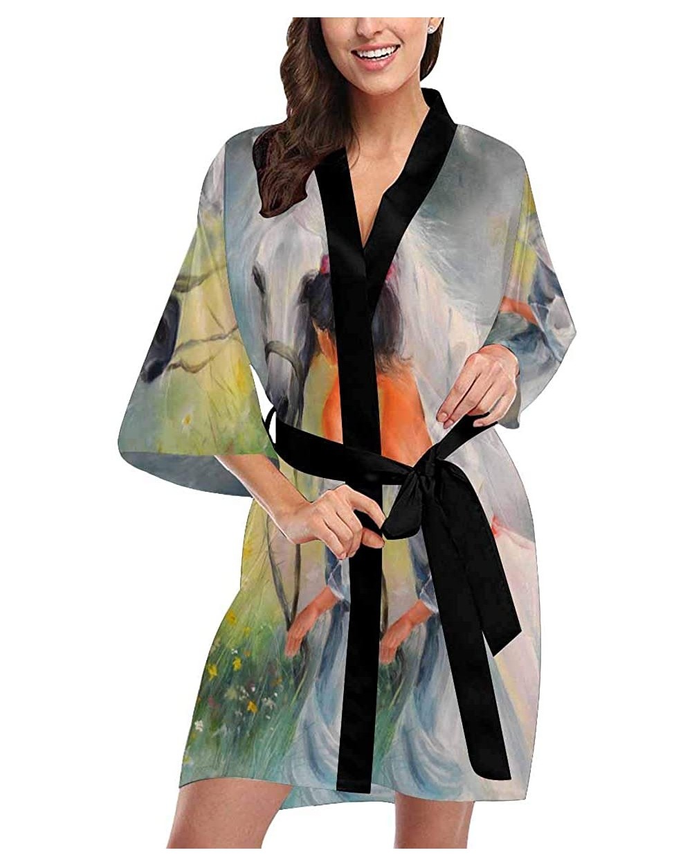 Custom Paris Eiffel Tower Women Kimono Robes Beach Cover Up for Parties Wedding (XS-2XL) - Multi 5 - CK194S4L2YY $76.69 Robes