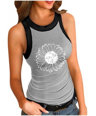 Women's Sunflower Tank Tops Casual Sleeveless Crew Neck Workout Tops Loose Fit Graphic Shirt - Gray-a - CI19C6ZHRZA $19.54 Th...